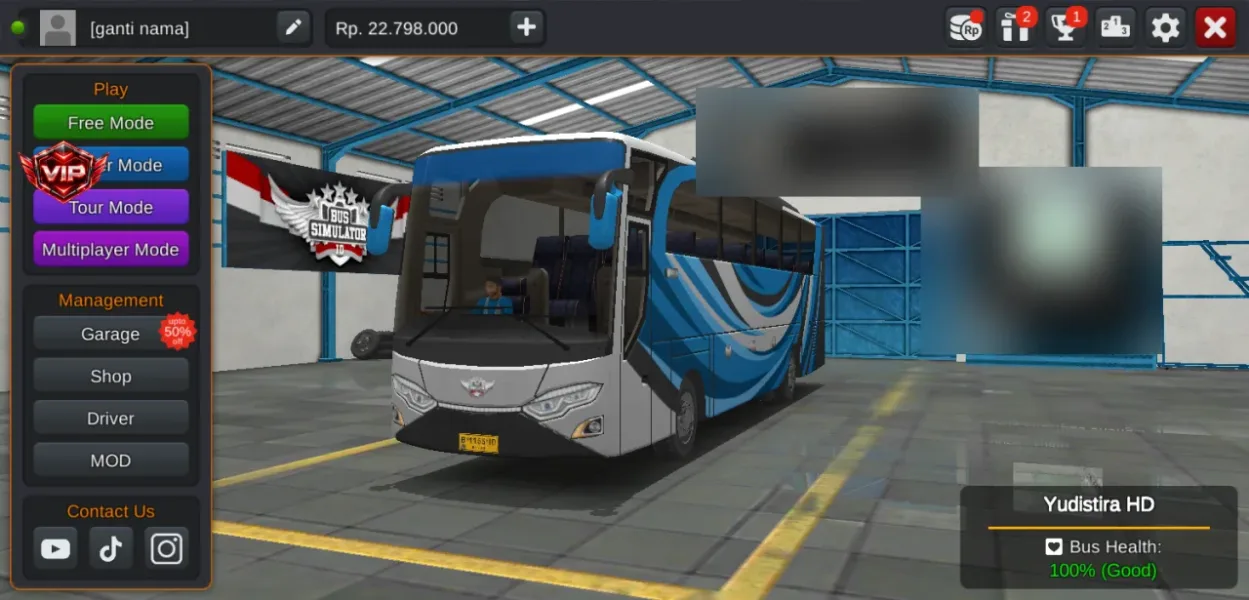 Bus Simulator Indonesia — garasi dengan saldo rp22798000