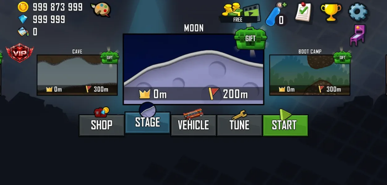 Hill Climb Racing — stage moon terbuka tanpa koin