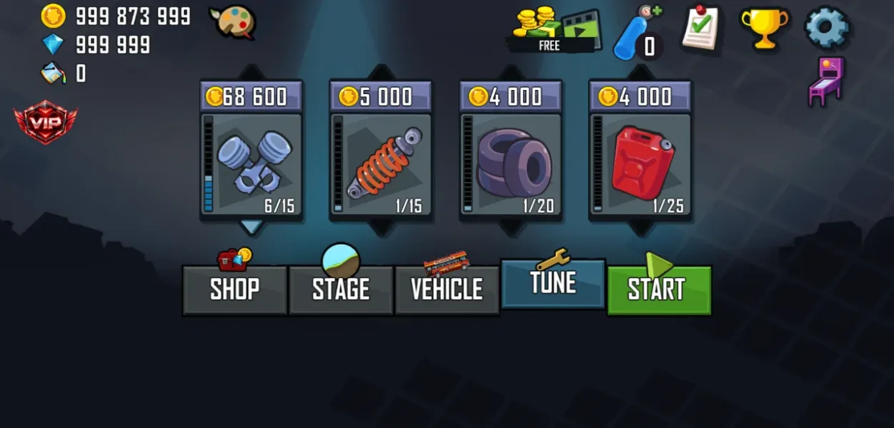 Hill Climb Racing — upgrade mesin pakai koin mod