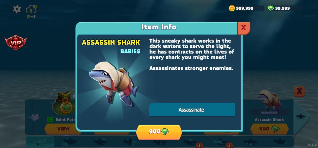 Hungry Shark Evolution — beli assassin shark 900 permata