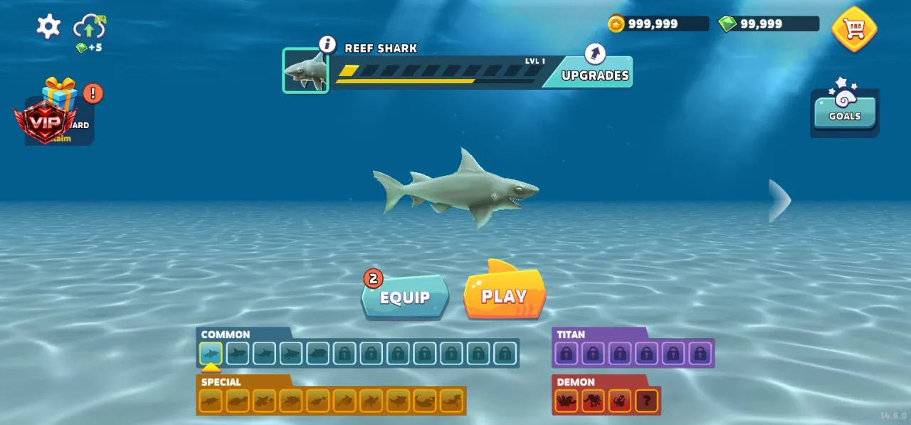 Hungry Shark Evolution — koin 999999 permata 99999