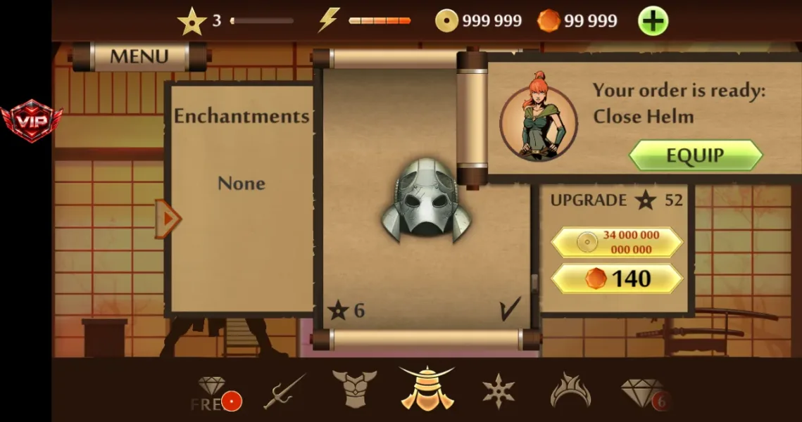 Shadow Fight 2 — helm level 6 dibeli di level 3