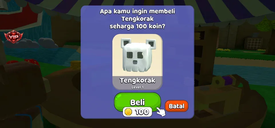 Super Bear Adventure — membeli tengkorak seharga 100 koin